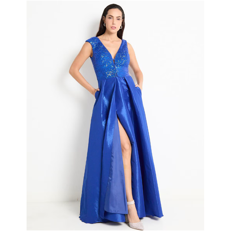 Vestido maxi de fiesta Ema Valdemossa escote profundo Vestido maxi de fiesta Ema Valdemossa escote profundo