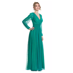 Vestido largo de fiesta escote V
